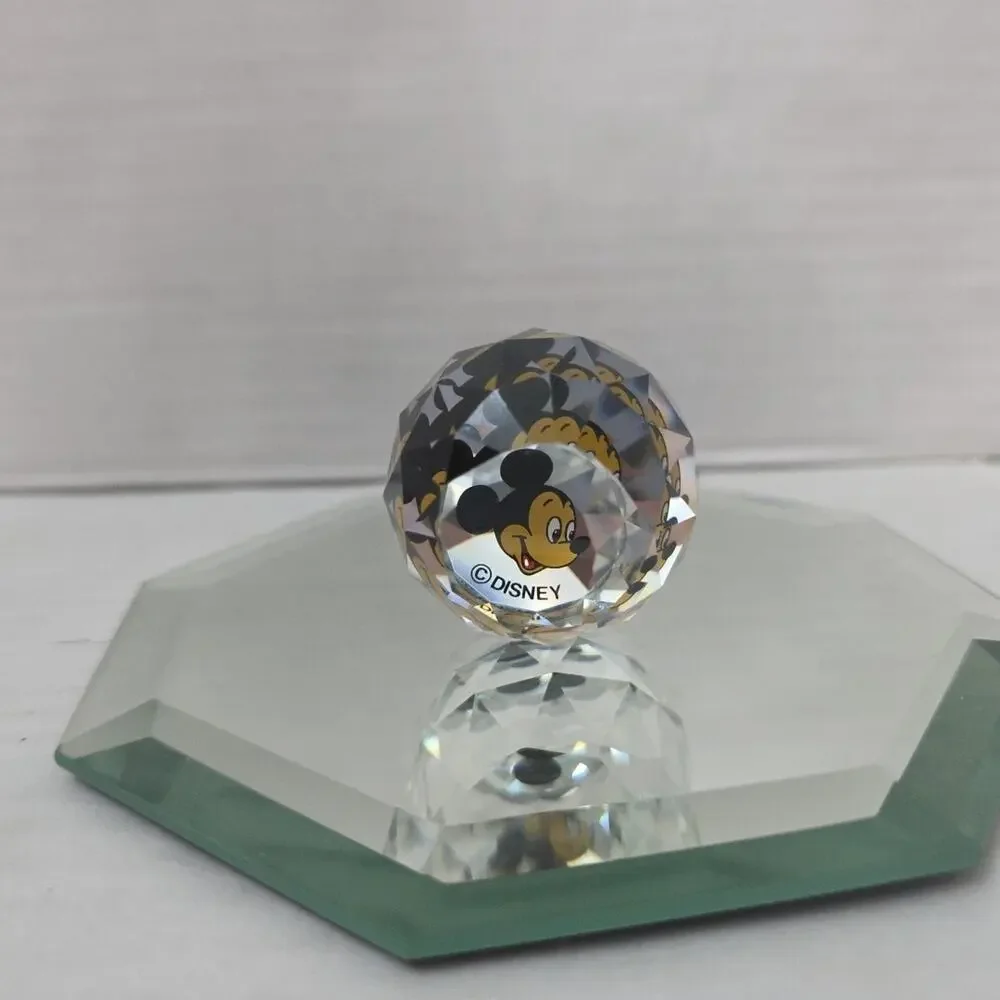 VINTAGE Swarovski Disney Faceted Crystal Ball Mickey Mouse Austria W Mirror - Picture 2 of 6